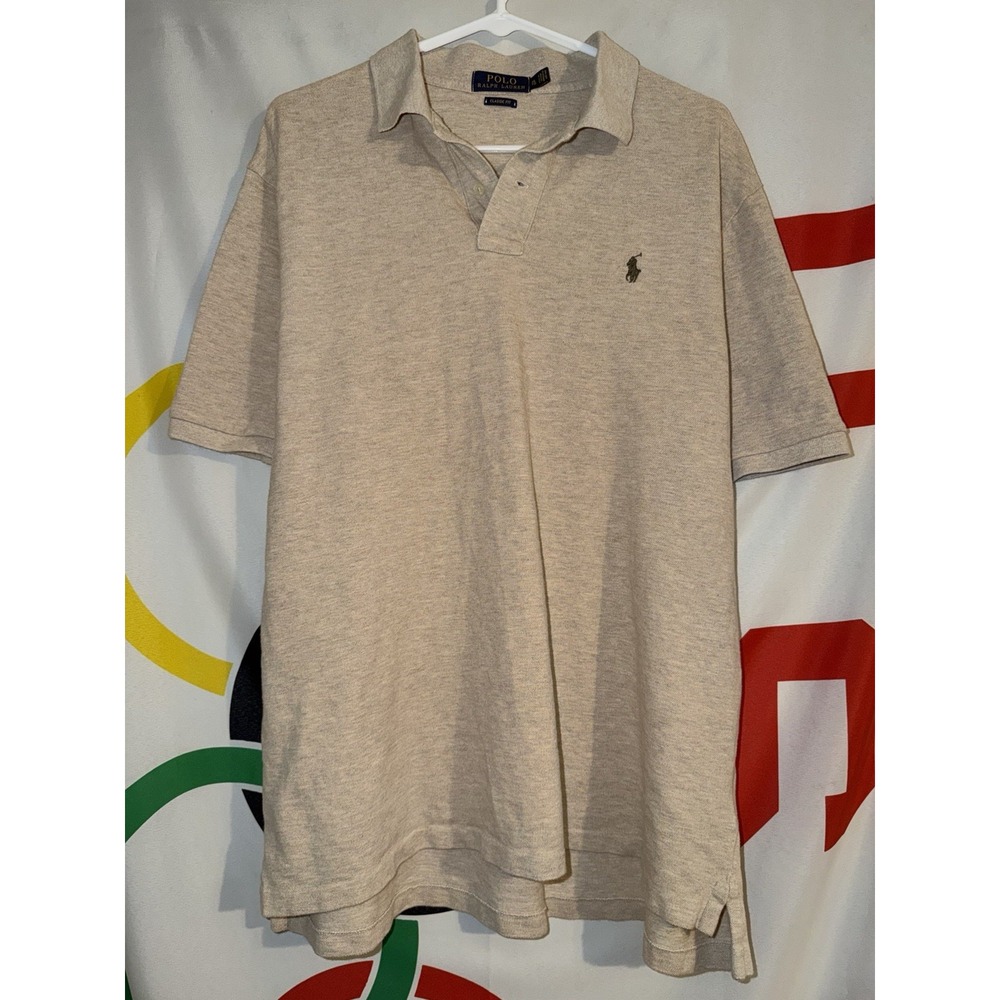 Polo Ralph Lauren Shirt Mens XL Beige Cotton Classic Fit